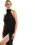 Фото #4 товара Vesper halterneck scarf detail maxi dress with thigh spilt in black