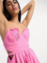 Фото #2 товара ASOS DESIGN Cotton pleat detail corset prom mini dress with cut out detail in pink