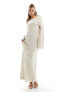 Фото #1 товара NA-KD jacquard knitted maxi dress in beige texture