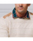 Men's Organic Crew Neck Cable Sweater with Suede Detail