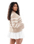 Pieces Curve cardigan in beige and white stripe Beige-gestreift, XL - EU 52-54 - фото #2