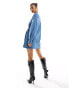 Фото #6 товара River Island long sleeve jersey sweater mini dress in blue