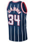 Фото #4 товара Men's Hakeem Olajuwon Navy Houston Rockets 1996-97 Hardwood Classics Swingman Jersey