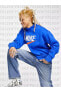 Фото #3 товара Trend Fleece Mock Neck Retro Logo Sweatshirt in Royal Blue