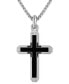 Sterling Silver Black Onyx & Black Diamond Cross Pendant Necklace, 24" + 2" extender