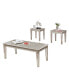 Barent Contemporary Wood 3-Piece Coffee Table Set with Mirrored Legs, Champagne