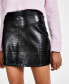 ფოტო #3 პროდუქტის Women's Croc-Embossed Faux-Leather Mini Skirt, Created for Macy's