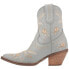 Dingo Primrose Embroidered Floral Snip Toe Cowboy Booties Womens Grey Casual Boo