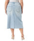 ფოტო #2 პროდუქტის Trendy Plus Size Denim Front-Slit Midi Skirt