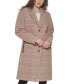 DKNY Women's Plaid Single Breasted Walker Coat Rosewood Plaid XXL