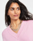 ფოტო #3 პროდუქტის Women's V-Neck Dropped-Shoulder Sweater, Created for Macy's