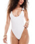 Фото #1 товара Aria Cove crinkle ring detail swimsuit in white