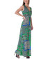 ფოტო #2 პროდუქტის Green V Neck Empire Waist Sleeveless Maxi Dress