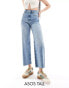 ASOS DESIGN tall cropped wide leg jean in mid blue Голубой, W25 L36 - фото #1