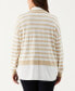 ფოტო #2 პროდუქტის Plus Size Striped Layered Long Sleeve Sweater