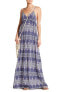 Фото #1 товара Lamade 154297 Women's V-neck Patterned Maxi Dress Sleeveless Blue Sz. XS