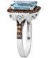 Couture Sea Blue Aquamarine (2-1/2 ct. t.w.), Chocolate Diamonds (5/8 ct. t.w.) & Nude Diamonds (1/10 ct. t.w.) Square Halo Ring in Platinum