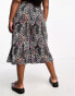 Yours shirred waist wide leg culottes in black floral