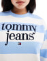 Tommy Jeans large logo sweatshirt in blue and white stripe