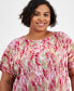 ფოტო #3 პროდუქტის Plus Size Women's Pleated Dolman-Sleeve Top, Created for Macy's