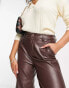 Фото #3 товара ASOS DESIGN Tall faux leather straight leg trousers in brown