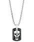ფოტო #1 პროდუქტის EFFY® Men's Black Spinel Skull Dog Tag 22" Pendant Necklace in Sterling Silver & Black Rhodium