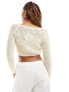 Mango crochet jumper with flower detail in beige