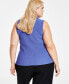 Фото #2 товара Plus Size Collared V-Neck Sleeveless Sweater Top, Created for Macy's