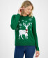 ფოტო #1 პროდუქტის Women's Sequined Reindeer Crewneck Sweater, Created for Macy's