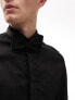 Фото #4 товара Topman Premium long sleeve slim wing collar formal shirt in black