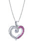 ფოტო #2 პროდუქტის Ruby (3/4 ct. t.w.) & Diamond (1/20 ct. t.w.) Open Heart 18" Pendant Necklace in Sterling Silver