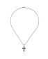 ფოტო #3 პროდუქტის Black Carbon Fiber Inlay Cross Pendant Ball Chain Necklace