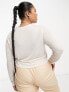 ASOS DESIGN Curve light weight marled boxy long sleeve top in oatmeal marl