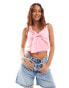 Pieces concert bow front top in pink Розовый, L - EU 40 - фото #1