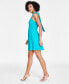 Фото #3 товара Women's Cutout Halter Linen Blend Mini Dress, Created for Macy's