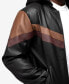 Men's Grainy Polyurethane Hooded Jacket with Faux Shearling Lining