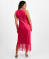 Фото #2 товара Petite Fringed-Hem Cowlneck Sleeveless Dress, Created for Macy's