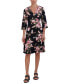 ფოტო #1 პროდუქტის Petite Floral Ruffle-Skirt 3/4-Sleeve Dress