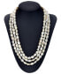 ფოტო #2 პროდუქტის Baroque Cultured Freshwater Pearl (8-9mm) Triple Row 16"-18" Collar Necklace (Also in Black Baroque Cultured Freshwater Pearl)