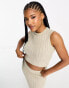 Фото #1 товара Missyempire knitted crop top co-ord in stone