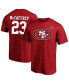 ფოტო #1 პროდუქტის Men's Christian McCaffrey Scarlet San Francisco 49ers Super Bowl LVIII Big and Tall Player Name and Number T-shirt