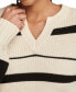 Women's Striped Notched-Neck Sweater