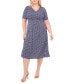 ფოტო #3 პროდუქტის Plus Size Short-Sleeve V-Neck Midi Dress