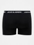 Jack & Jones 3 pack trunks in black with logo waistband