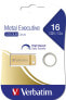 Verbatim Metal Executive - USB 3.0 Drive 16 GB - Gold - 16 GB - USB Type-A - 3.2 Gen 1 (3.1 Gen 1) - Capless - 3.6 g - Gold