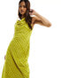 Фото #4 товара ASOS DESIGN fluffy stripe bias cut sleeveless midi dress in chartreuse