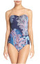 Фото #1 товара Tommy Bahama 262888 Women's Paisley Bandeau One-Piece Swimsuit Size 12