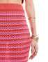 Style Cheat crochet midi skirt in prink stripe co-ord