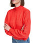 Women's Boxy Cropped Long Sleeve Mock Neck Sweater