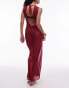 Topshop beach sheer bias maxi dress in cherry red